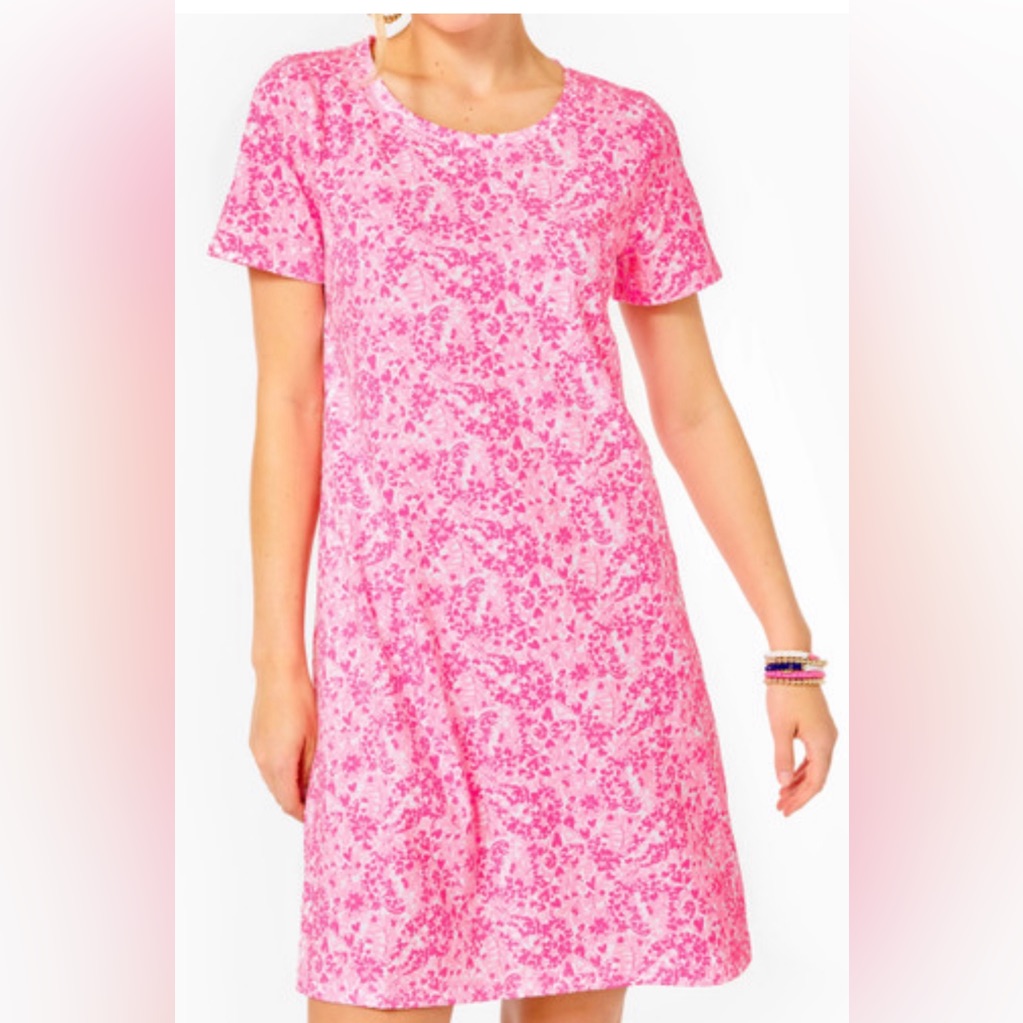 Lilly Pulitzer Women’s Cody Short Sleeve Pink Shandy Invest A Gator Dress Xs